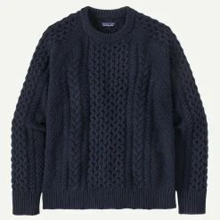Recycled Wool-Blend Cable-Knit Crewneck Sweater