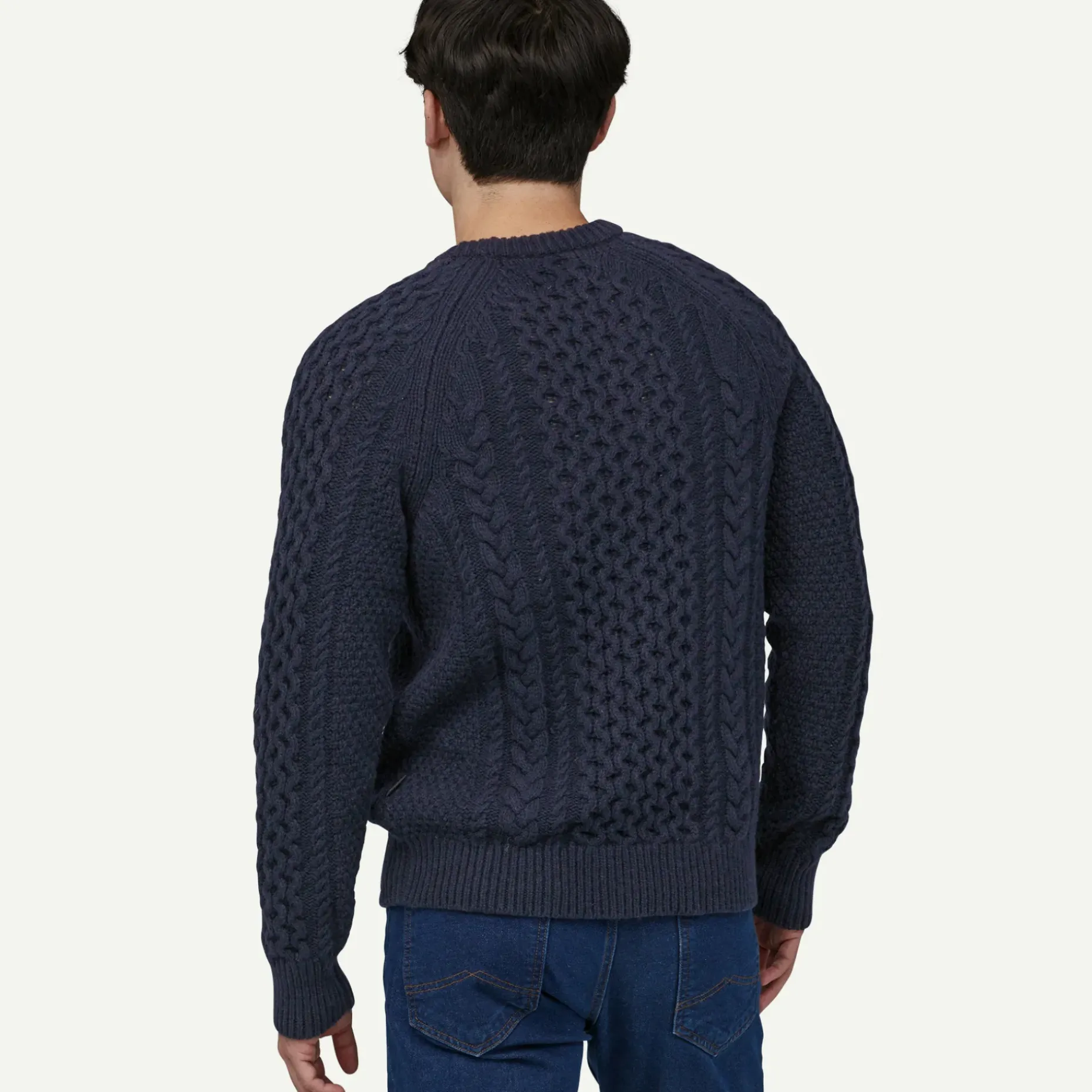 Recycled Wool-Blend Cable-Knit Crewneck Sweater